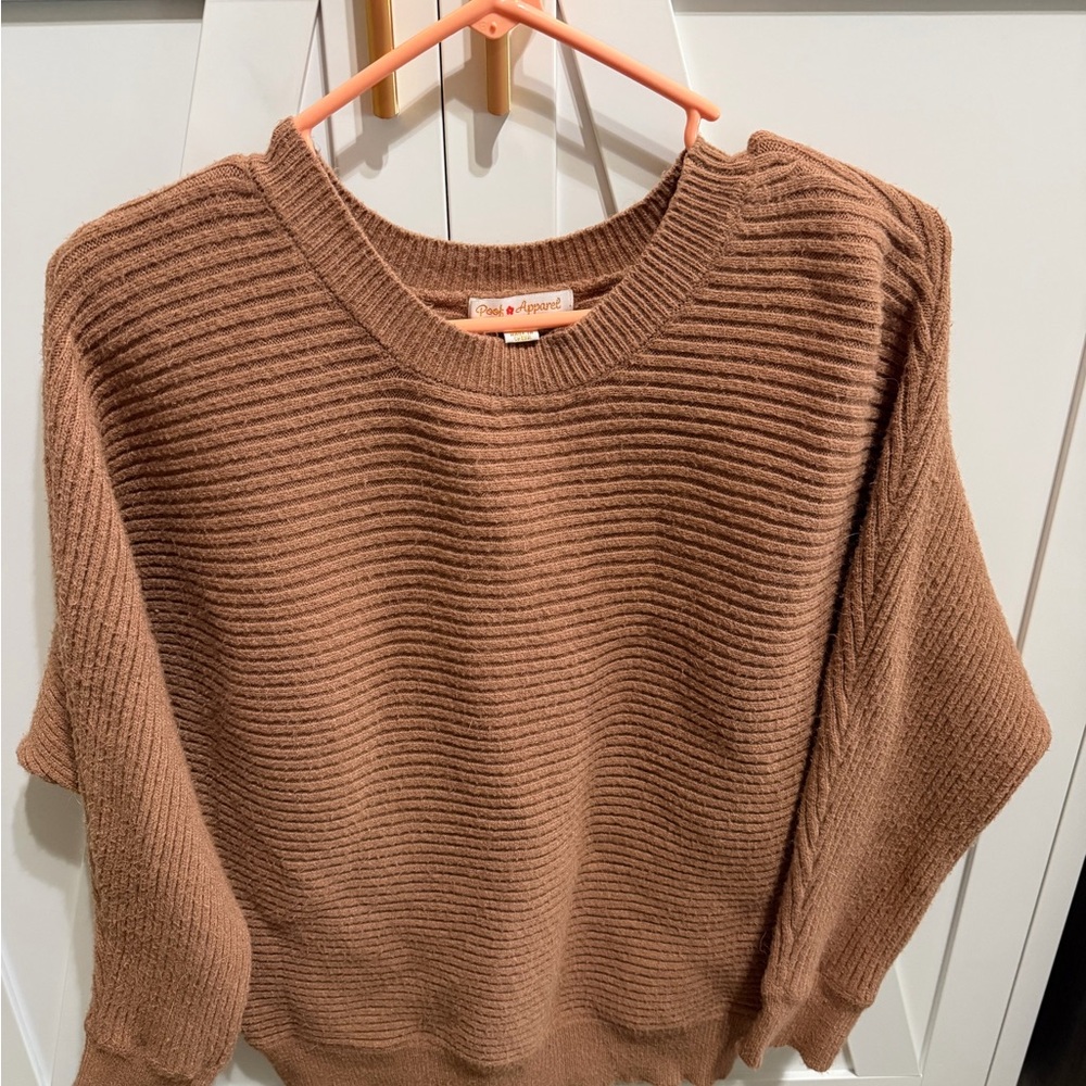 Poof! Women's Ribbed Brown Sweater